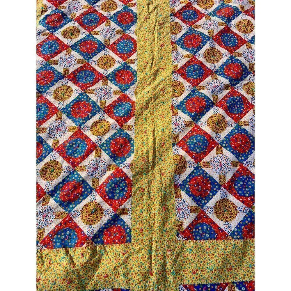 Vintage Handmade Cross Quilt Queen Size
